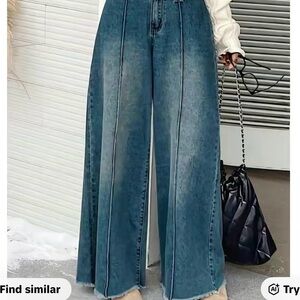 Wide-Leg Blue Jeans